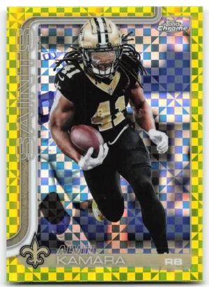 Alvin Kamara 2025 Topps Chrome Lime Green X-Fractor New Orleans Saints