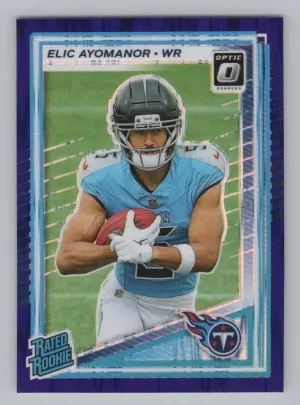 Elic Ayomanor RC 2025 Donruss Optic Purple Shock Titans