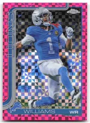 Jameson Williams 2025 Topps Chrome Pink X-Fractor Detroit Lions
