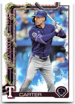 Evan Carter 2025 Topps Holiday Texas Rangers