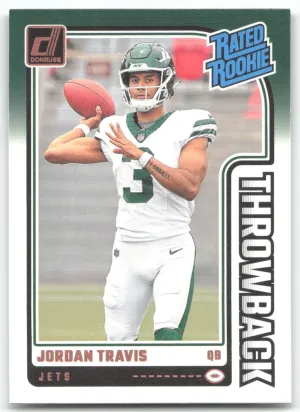 Jordan Travis 2024 Donruss Rated Rookies Throwback New York Jets