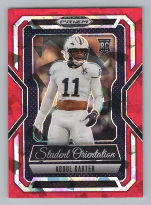 Abdul Carter Rookie 2025 Panini Prizm Draft Picks Student Orientation Red Ice