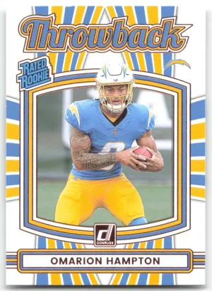 Omarion Hampton Rookie 2025 Donruss Rated Rookies Throwback Los Angeles Chargers