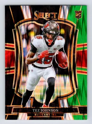 Tez Johnson Buccaneers 2025 Panini Select Black and Green Prizm Shock