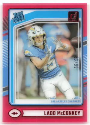 Ladd McConkey RC 2024 Clearly Donruss Red #/99 Chargers