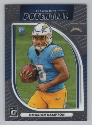 Omarion Hampton RC 2025 Donruss Optic Hidden Potential Chargers