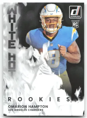 Omarion Hampton 2025 Donruss White Hot Rookies Los Angeles Chargers