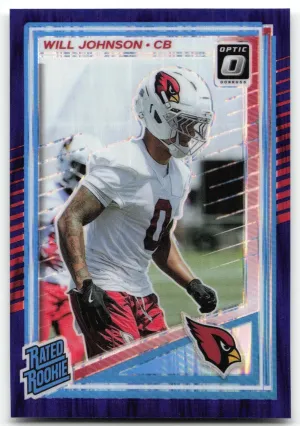 Will Johnson Rookie 2025 Donruss Optic Purple Shock Arizona Cardinals