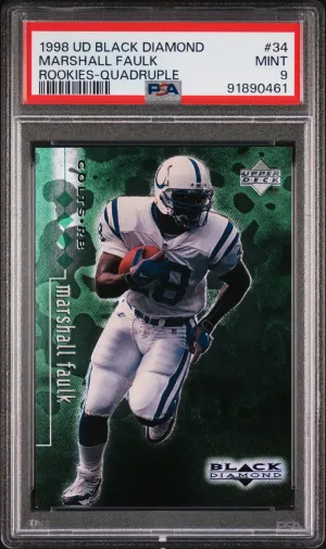 1998 Upper Deck Black Diamond Quadruple /150 Marshall Faulk #34 PSA 9
