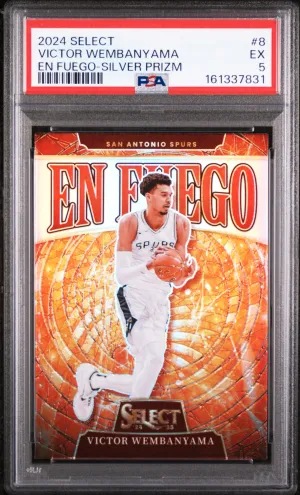 2024 Panini Select En Fuego Victor Wembanyama Silver Prizm PSA 5