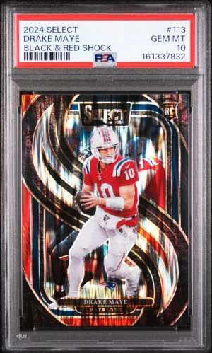 2024 Panini Select Drake Maye Black & Red Shock PSA 10 Rookie
