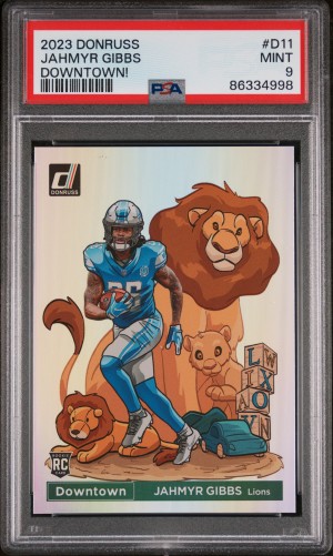 2023 Panini Donruss Downtown! Jahmyr Gibbs PSA 9