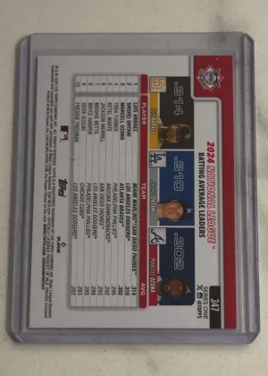 2025 Topps Series 1 NL Batting Average Leaders Arraez Ohtani Ozuna #347 Pink Foil back