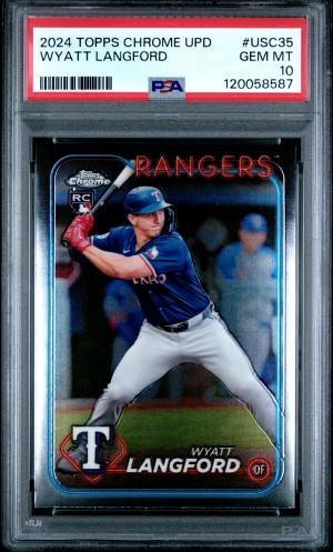 2024 Topps Chrome Update Wyatt Langford #USC35 RC PSA 10 Rangers