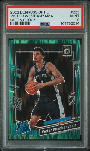 2023 Panini Donruss Optic Victor Wembanyama Green Shock PSA 9