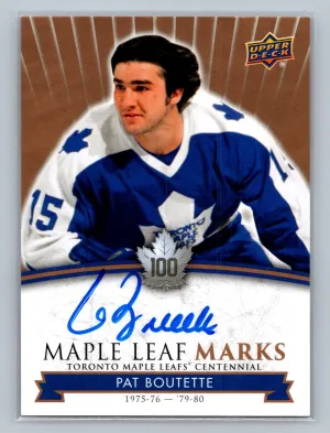 2017-18 UD Toronto Maple Leafs Centennial Marks PAT BOUTETTE AUTO #MLM-PB