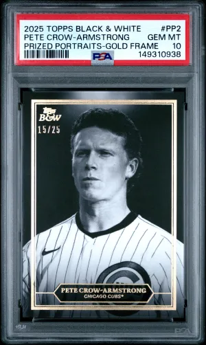 2025 Topps Black And White Prized Portraits Pete Crow-Armstrong Prized Portraits-Gold Frame
