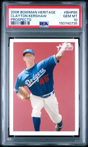 2006 Bowman Heritage Prospects Clayton Kershaw Prospects PSA 10 #BHP85