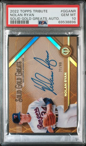 2022 Topps Tribute Solid Gold Greats Autographs Nolan Ryan Solid Gold Greats Auto. PSA 10
