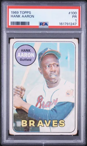 1969 Topps #100 Hank Aaron PSA 1