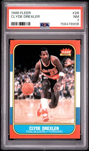 1986 Fleer Clyde Drexler PSA 7 #26