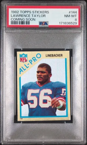 1982 Topps Stickers Lawrence Taylor Coming Soon PSA 8 #144