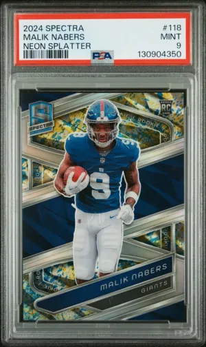 2024 Panini Spectra Malik Nabers Neon Splatter PSA 9 #118