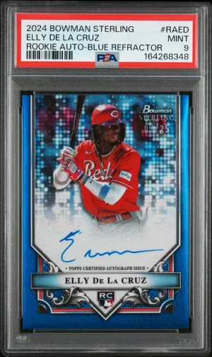 2024 Bowman Sterling Rookies Autographs Elly De La Cruz Rookie Auto-Blue Refractor PSA 9