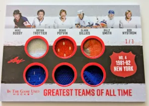 #/3 BOSSY POTVIN TROTTIER 6 Relics 2022-23 Leaf In The Game Used Greatest Teams