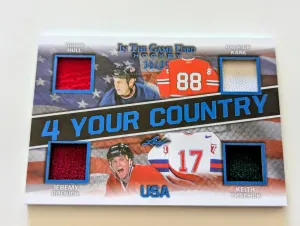🔥#/35 KANE HULL ROENICK TKACHUK TEAM USA 4 RELICS 2020-21 LEAF IN THE GAME USED