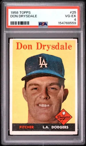 1958 Topps #25 Don Drysdale PSA 4