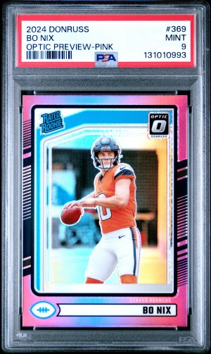 2024 Panini Donruss Bo Nix Optic Preview Pink PSA 9