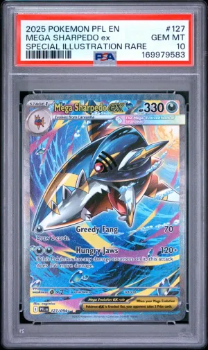 2025 Pokemon Phantasmal Flames Mega Sharpedo Ex SIR #127 PSA 10