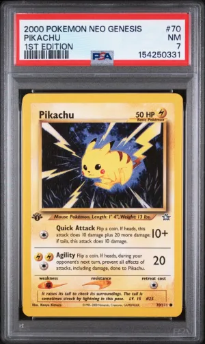 2000 Pokemon Neo Genesis 1st Edition Pikachu 1st Edition #70 PSA 7
