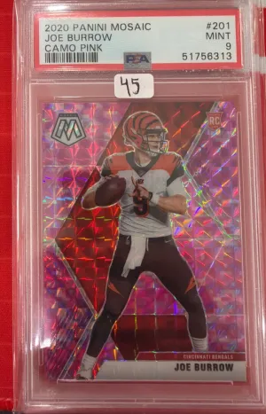 2020 Panini Mosaic Joe Burrow Camo Pink PSA 9 #201