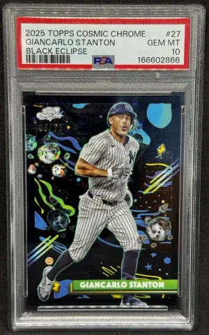 Giancarlo Stanton 2025 Topps Cosmic Chrome 27 Black Eclipse Refractor /10 PSA 10