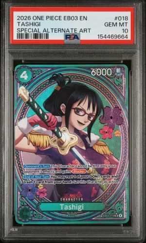 2026 One Piece EB03 One Piece Heroines Tashigi Special Alt Art #018 PSA 10
