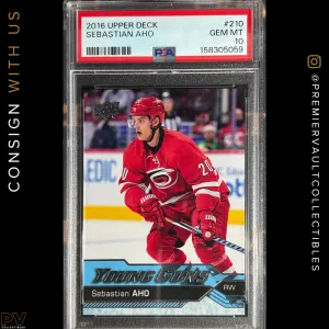 2016-17 Upper Deck Series 1 Sebastian Aho Young Guns Rookie PSA 10