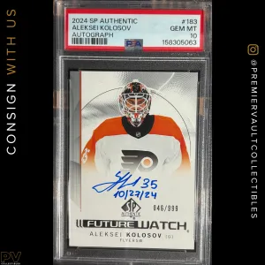 2024 SP Authentic Aleksei Kolosov Future Watch Auto Rookie /999 Inscribed PSA 10