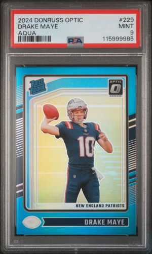 2024 Panini Donruss Optic Drake Maye Aqua PSA 9 /299