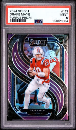 2024 Panini Select Drake Maye Purple Prizm PSA 9 /75