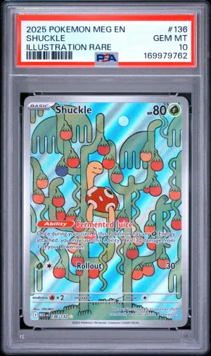 2025 Pokemon Mega Evolution Shuckle Illustration Rare PSA 10 #136