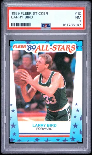1989 Fleer Sticker Larry Bird #10 PSA 7