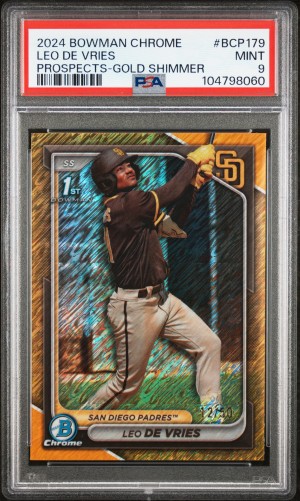 2024 Bowman Chrome Prospects Leo De Vries Prospects-Gold Shimmer /50 - PSA 9