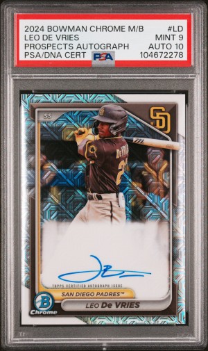 2024 Bowman Mega Box Chrome Prospects Autographs Leo De Vries - PSA 9/Auto PSA 10