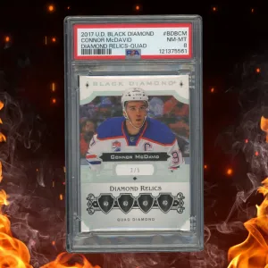 2017-18 Upper Deck Black Diamond Connor McDavid Diamond Relics Quad /5 PSA 8