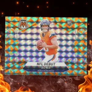 2024 Panini Mosaic Bo Nix NFL Debut Orange Fluorescence /15 Rookie #271