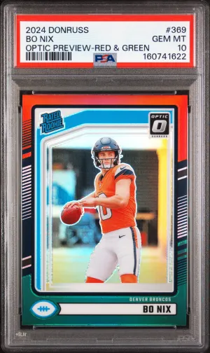 2024 Panini Donruss Bo Nix Optic Preview-Red & Green