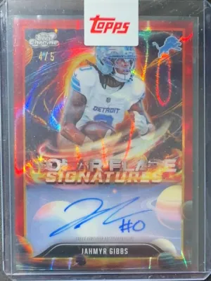 2025 Topps Cosmic Chrome Jahmyr Gibbs Red Solar Flare Signatures /5