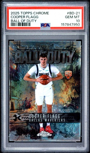 2025 Topps Chrome Ball Of Duty Cooper Flagg PSA 10